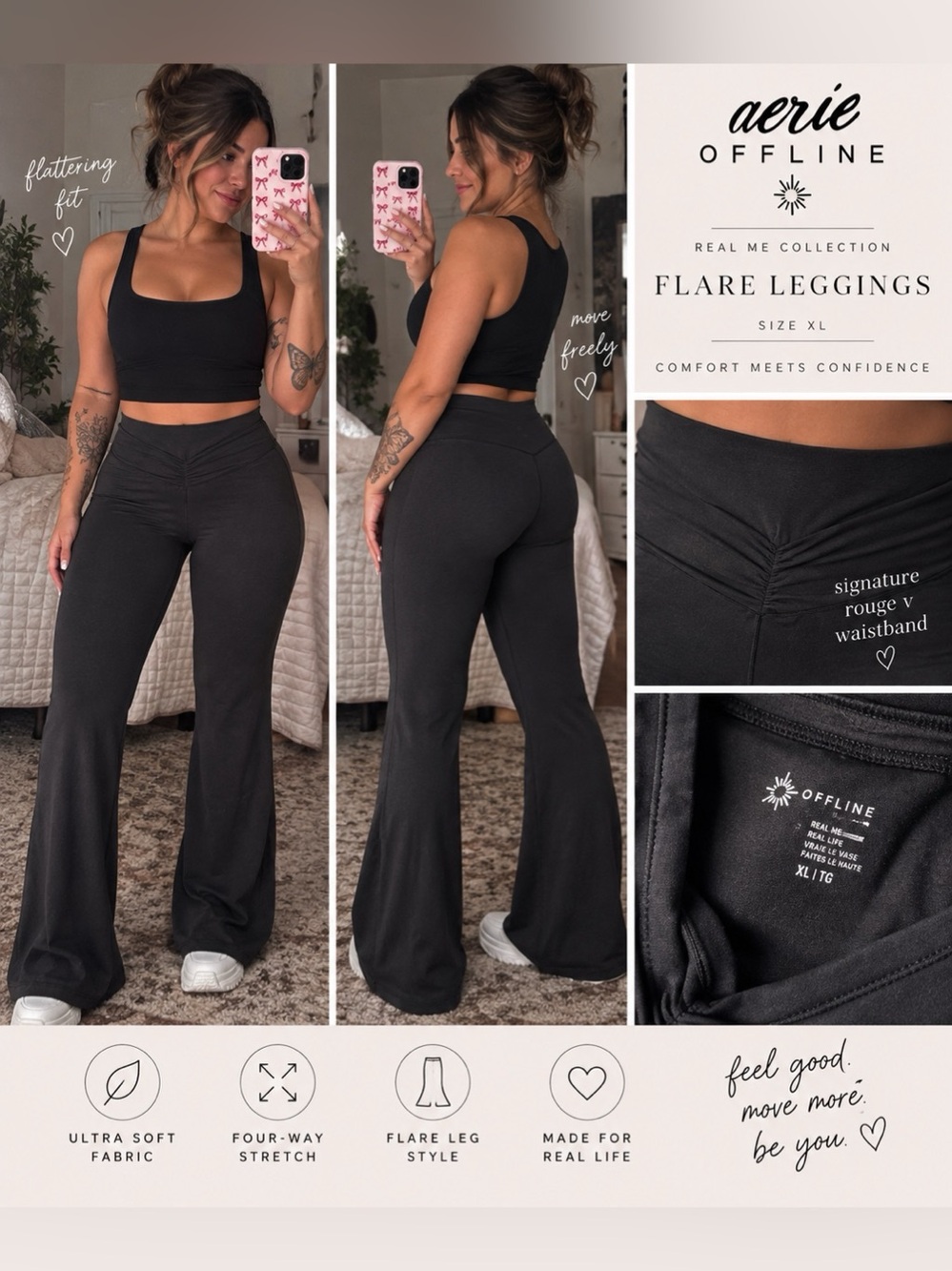 Aerie flare leggings with rouge v waist